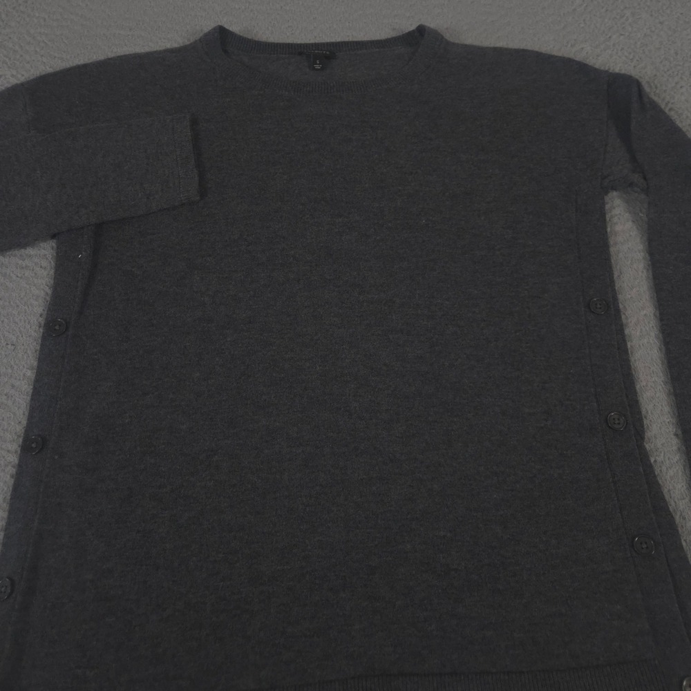 Talbots Sweater Womens S Grey Lambswool Blend Button Side Knit Long Sleeve Top